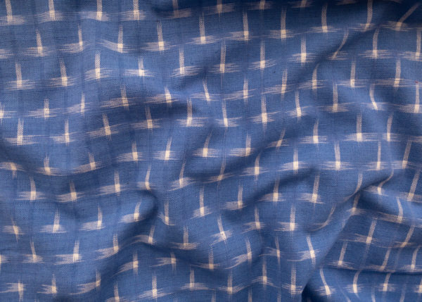Dakota Star Cotton Ikat – Cream on Blue