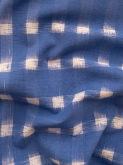 Dakota Square Cotton Ikat – Cream on Blue