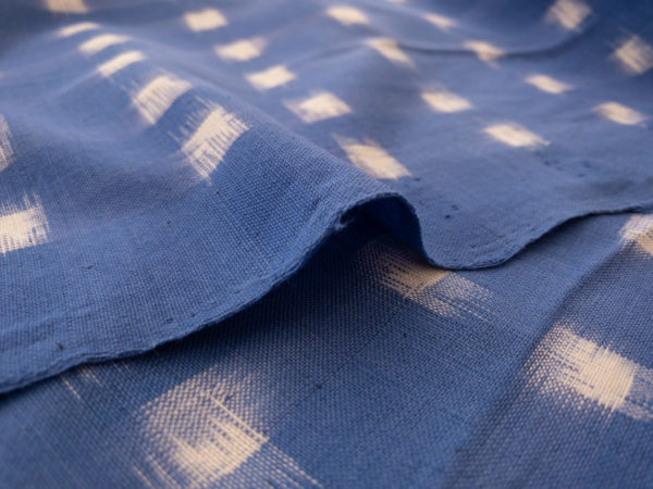 Dakota Square Cotton Ikat – Cream on Blue