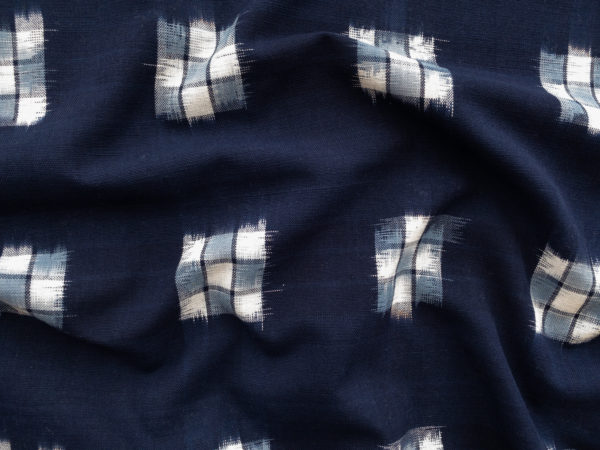 Checker Board Cotton Ikat - Navy Multi