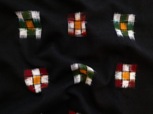 Checker Board Cotton Ikat - Black Multi