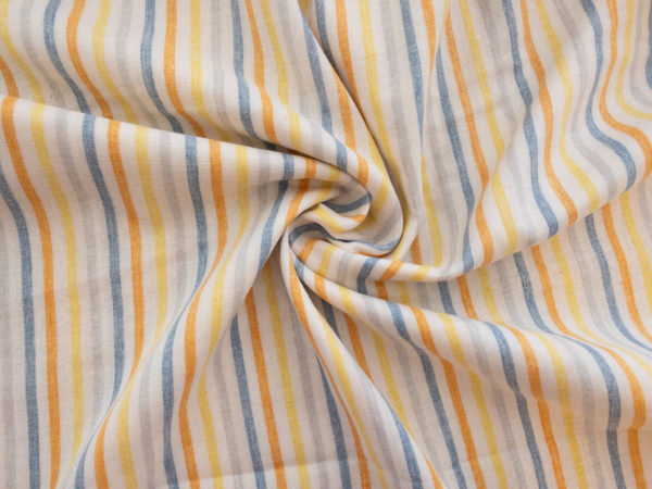 Japanese Cotton Double Gauze - Printed Stripe - Blueberry Lemonade