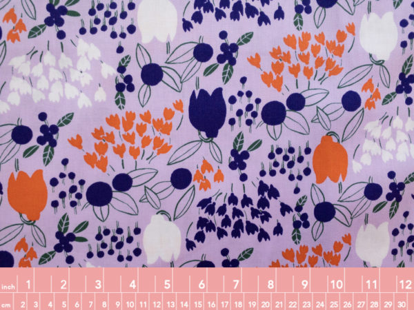 Japanese Cotton Sateen - Sketchbook Floral - Lavender
