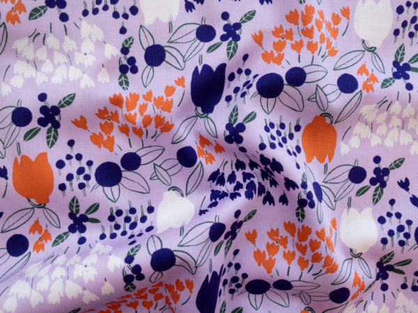 Japanese Cotton Sateen - Sketchbook Floral - Lavender