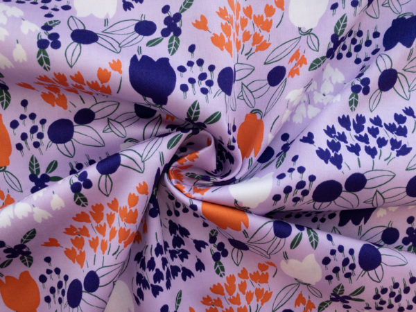 Japanese Cotton Sateen - Sketchbook Floral - Lavender