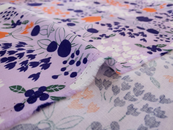 Japanese Cotton Sateen - Sketchbook Floral - Lavender