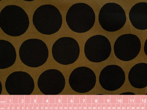 Japanese Cotton Corduroy - Large Dots - Moss/Black