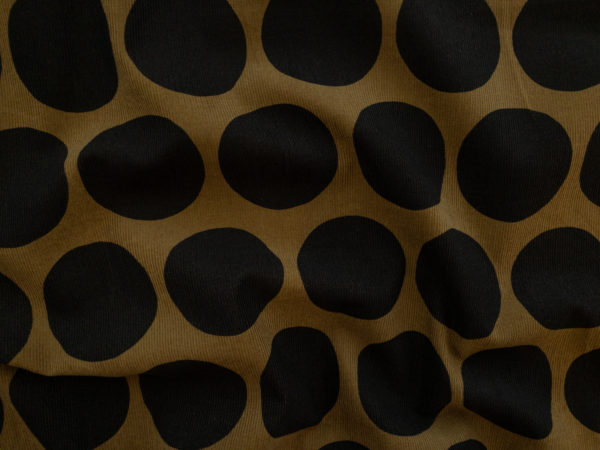 Japanese Cotton Corduroy - Large Dots - Moss/Black