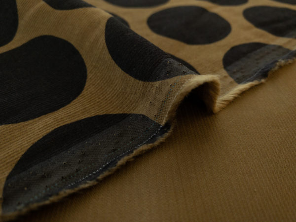 Japanese Cotton Corduroy - Large Dots - Moss/Black