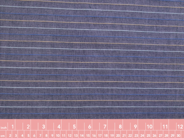 Japanese Cotton/Linen Chambray w/ Raised Stripes - Dusk