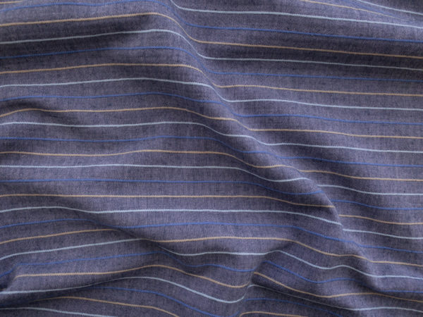 Japanese Cotton/Linen Chambray w/ Raised Stripes - Dusk