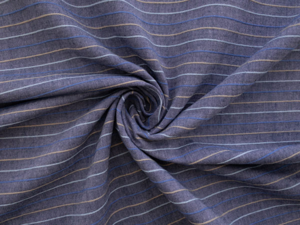 Japanese Cotton/Linen Chambray w/ Raised Stripes - Dusk