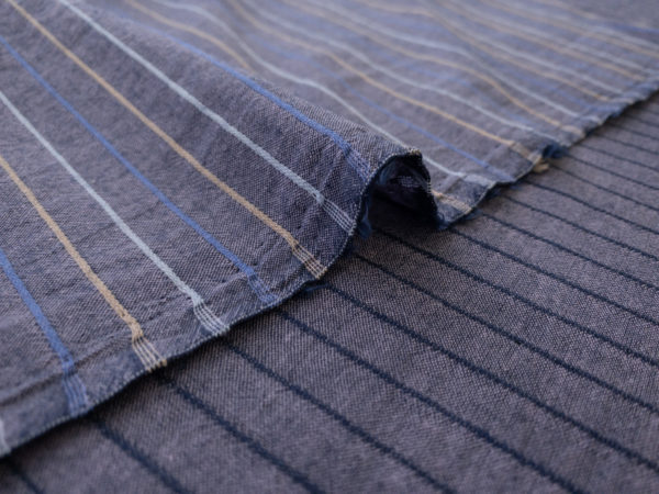 Japanese Cotton/Linen Chambray w/ Raised Stripes - Dusk