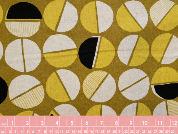 Japanese Cotton/Linen Canvas – Geometric Circle - Green