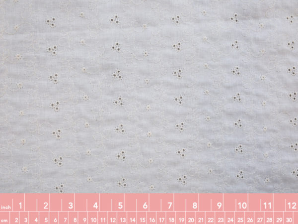 Japanese Embroidered Cotton Double Gauze - White