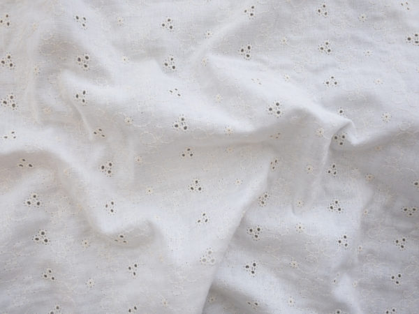 Japanese Embroidered Cotton Double Gauze - White