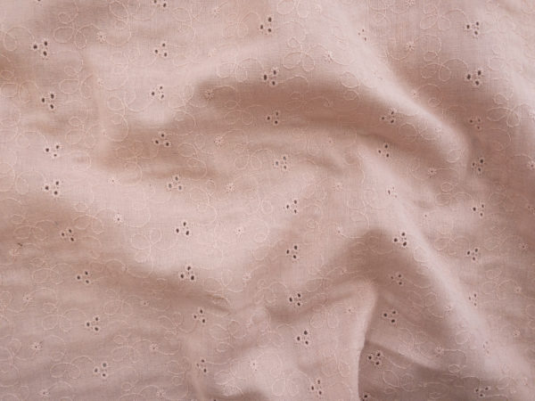 Japanese Embroidered Cotton Double Gauze - Dusty Rose