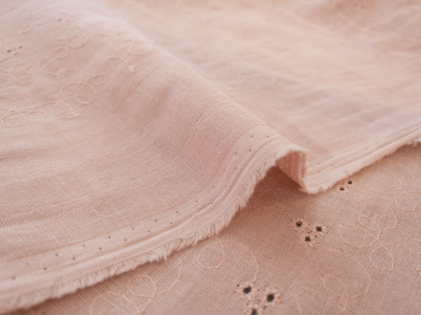 Japanese Embroidered Cotton Double Gauze - Dusty Rose