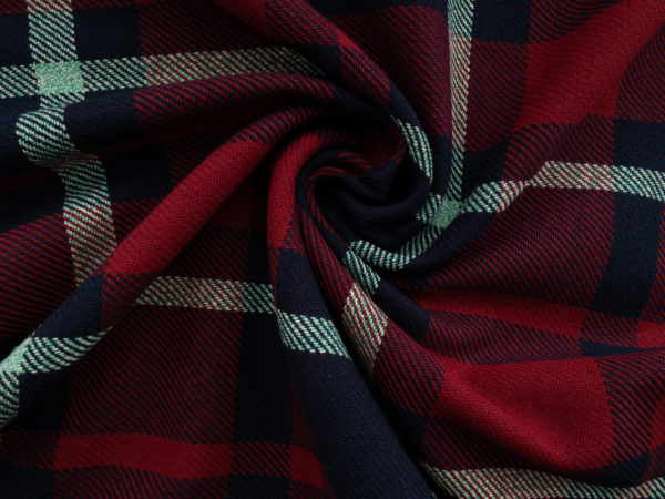 Designer Deadstock - Midweight Cotton Twill Plaid - Red/Navy/Mint