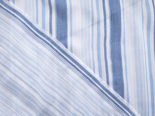 Designer Deadstock - Cotton Double Gauze Stripe - Sky Blue