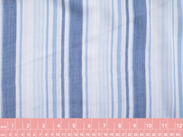 Designer Deadstock - Cotton Double Gauze Stripe - Sky Blue