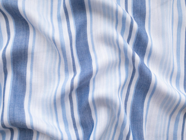 Designer Deadstock - Cotton Double Gauze Stripe - Sky Blue