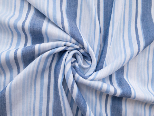 Designer Deadstock - Cotton Double Gauze Stripe - Sky Blue