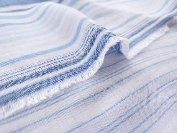 Designer Deadstock - Cotton Double Gauze Stripe - Sky Blue