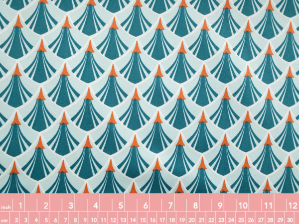 Designer Deadstock - Cotton Printed Twill - Art Deco - Teal