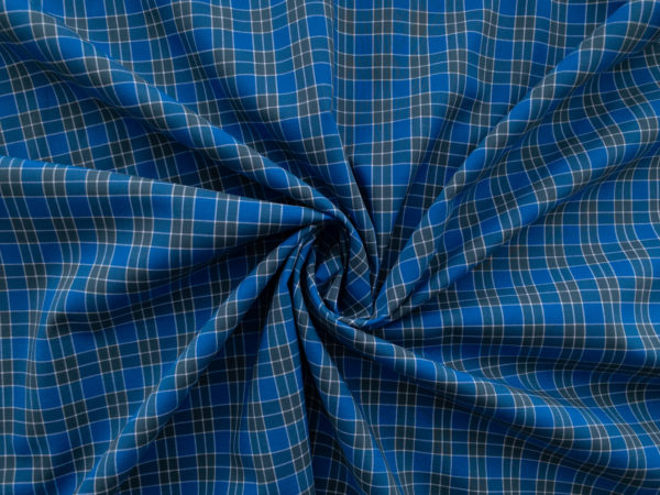Designer Deadstock - Windowpane Cotton Shirting - Classic Blue
