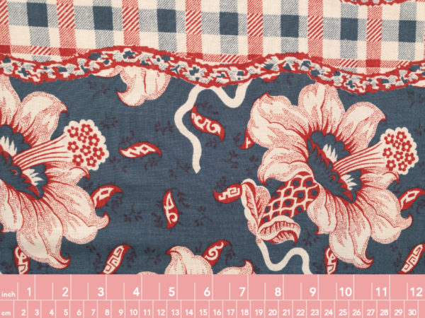 Designer Deadstock - Cotton Lawn Border Print - Vintage Plaid and Stripes