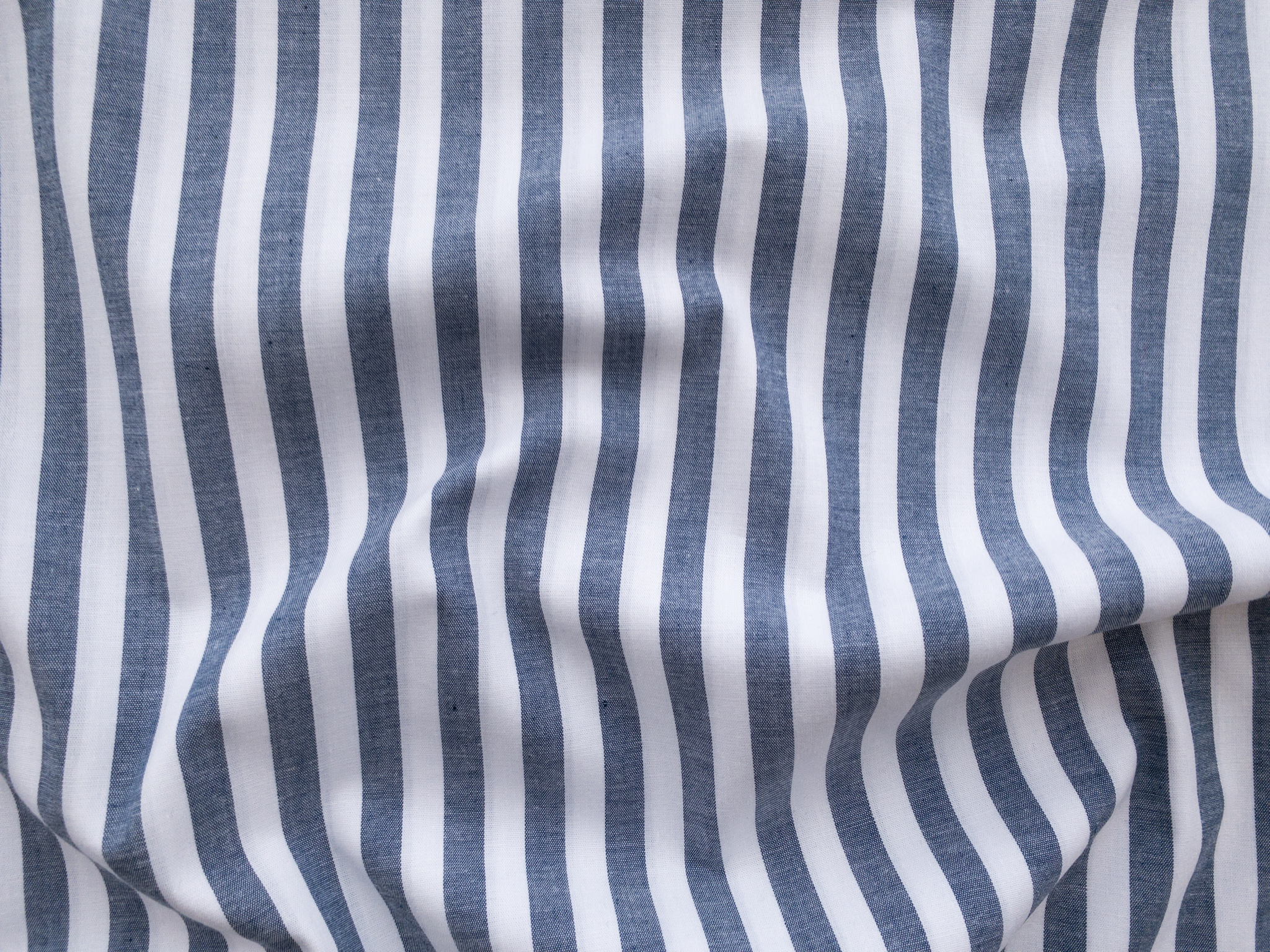 Designer Deadstock – Cotton/Spandex Striped Chambray – Blue/White ...