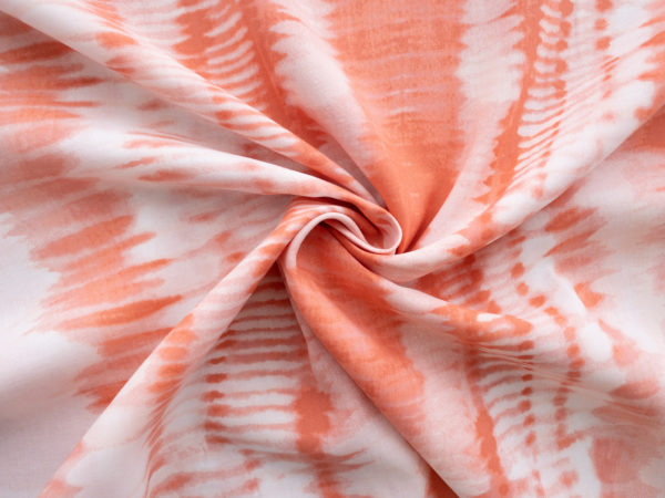 Designer Deadstock – Rayon Challis Print – Coral Shibori