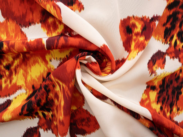 Italian Deadstock Designer - Silk Crepe de Chine - Static Floral - Autumnal