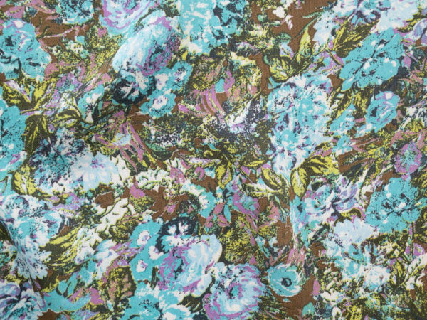 Designer Deadstock - Rayon Crepe - Overgrown Floral - Green/Purple