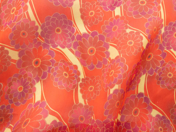 Designer Deadstock - Silk Organza - Garnet Floral