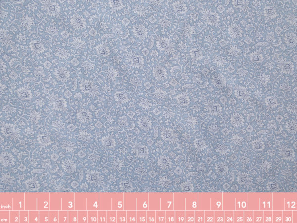 Designer Deadstock - Rayon Challis Print - Calico Floral - Sky Blue