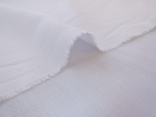Designer Deadstock - Pima Cotton - Herringbone Shirting - White