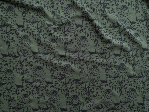 Italian Designer Deadstock - Rayon/Spandex Jersey - Leopard's Eye - Deep Green