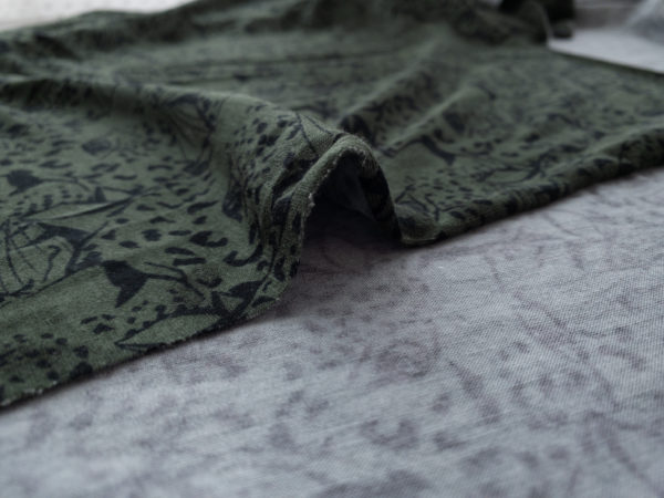 Italian Designer Deadstock - Rayon/Spandex Jersey - Leopard's Eye - Deep Green