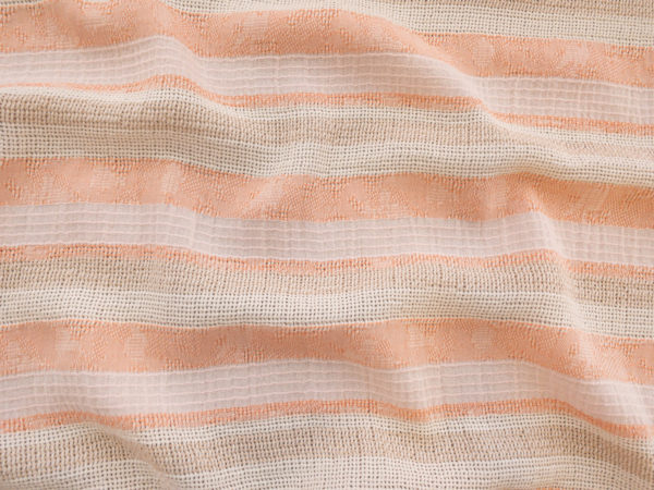 Italian Designer Deadstock - Yarn Dyed Linen/Cotton - Textured Stripe - Peach