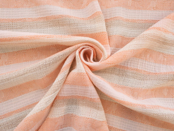 Italian Designer Deadstock - Yarn Dyed Linen/Cotton - Textured Stripe - Peach