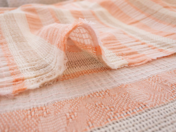 Italian Designer Deadstock - Yarn Dyed Linen/Cotton - Textured Stripe - Peach