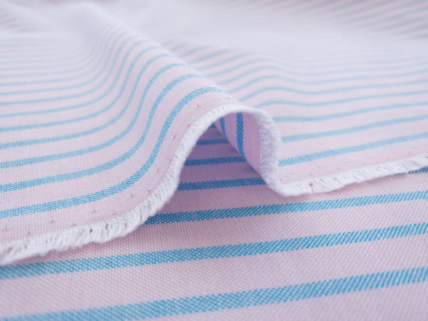 Designer Deadstock - Yarn Dyed Cotton Oxford - Pink/Blue Stripes