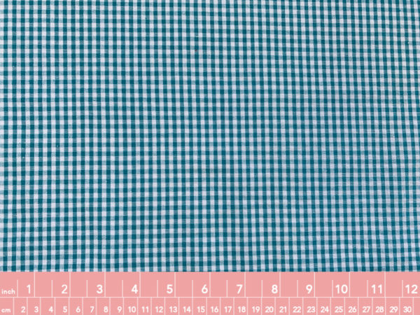 Cotton Seersucker Oxford – Gingham – Teal