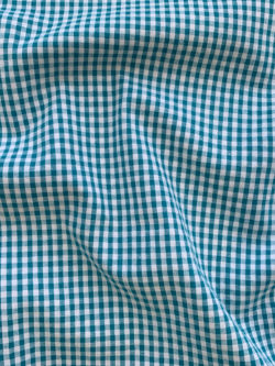 Cotton Seersucker Oxford – Gingham – Teal