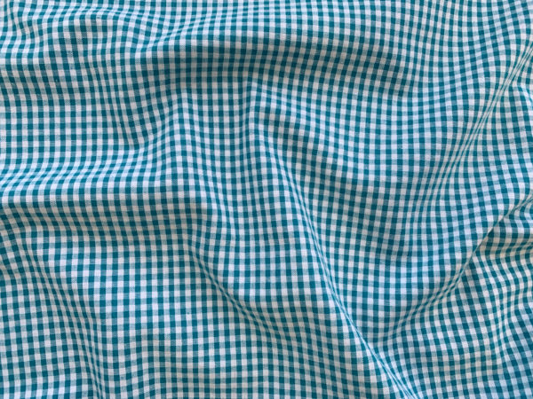 Cotton Seersucker Oxford – Gingham – Teal