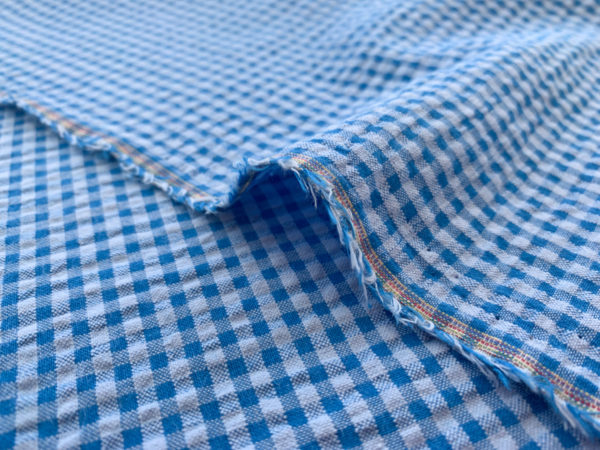 Cotton Seersucker Oxford – Gingham – Sky Blue - Stonemountain ...