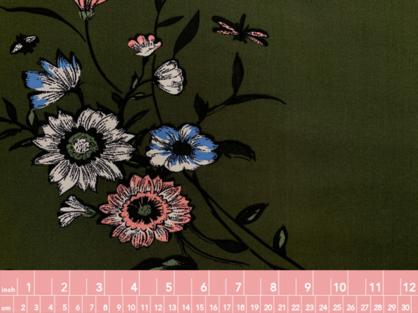 Designer Deadstock - Rayon Challis - Floating Floral - Pink