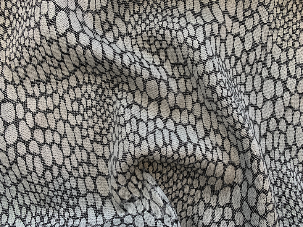 Designer Deadstock - Rayon/Spandex Jersey - Purple/Grey Snake Print -  Stonemountain & Daughter Fabrics